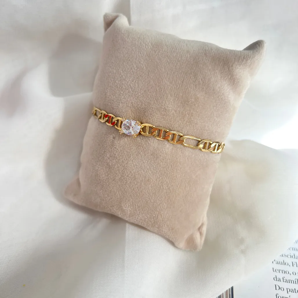 PULSEIRA ELOS DIFERENCIADOS COM UMA PEDRA CRISTAL