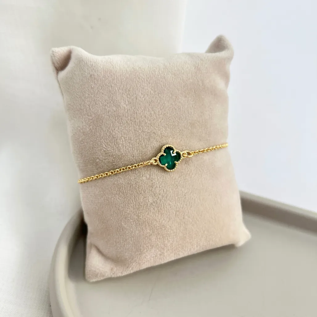 PULSEIRA MINI TREVO VERDE ESMERALDA