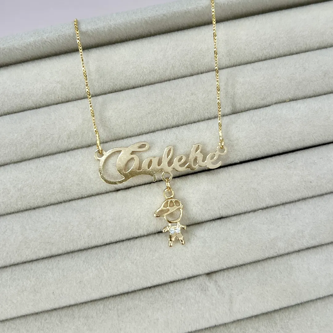 COLAR PERSONALIZADO - NOME FONTE 1 COM BONECO MENINO