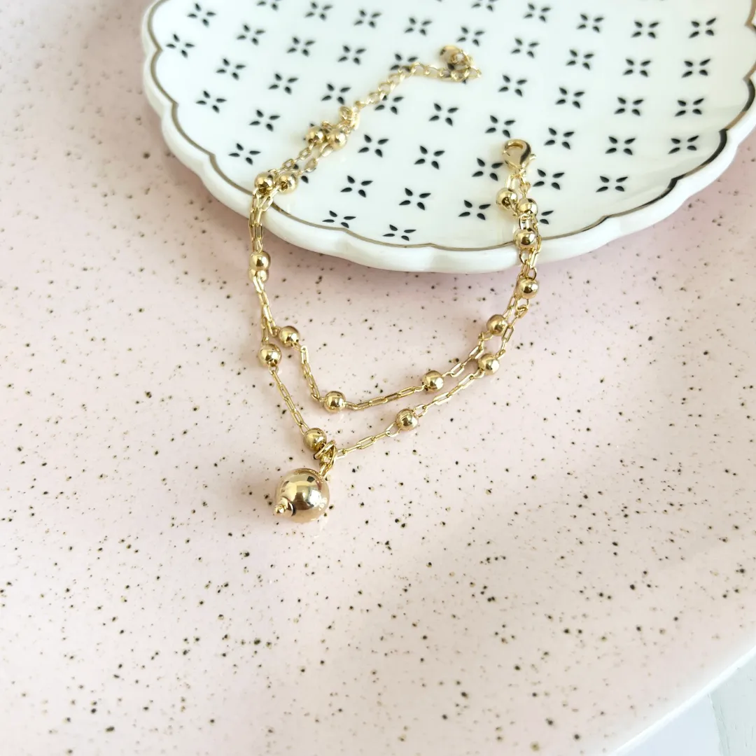 PULSEIRA DUPLA DE BOLINHAS