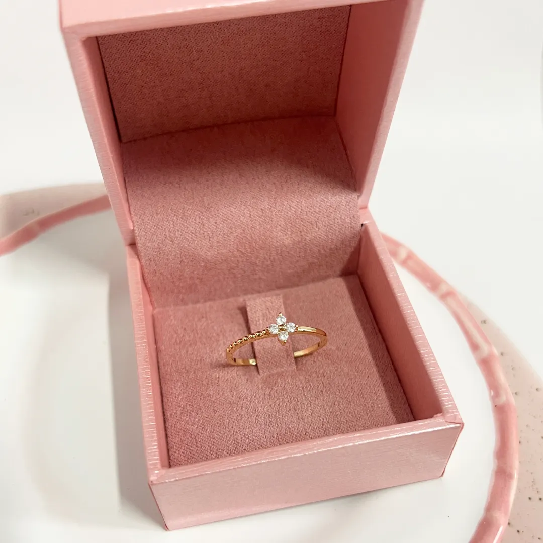 ANEL FLOR - LINHA FINA MICRO ZIRCONIA