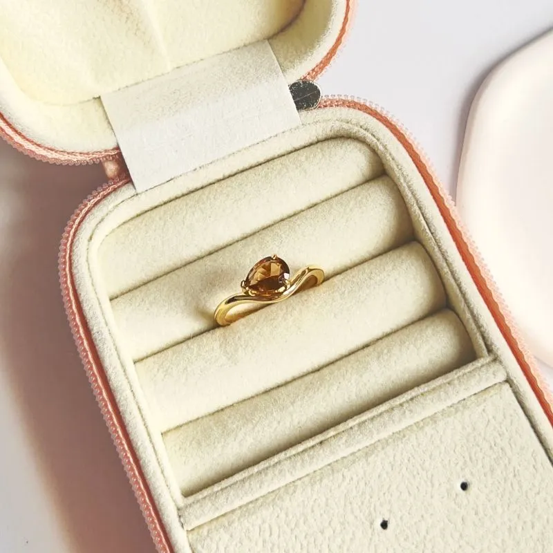 ANEL GOTA ZIRCONIA MARRON