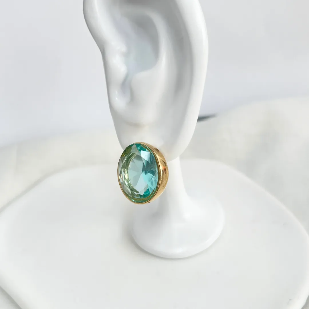 BRINCO OVAL PEDRA ACQUA