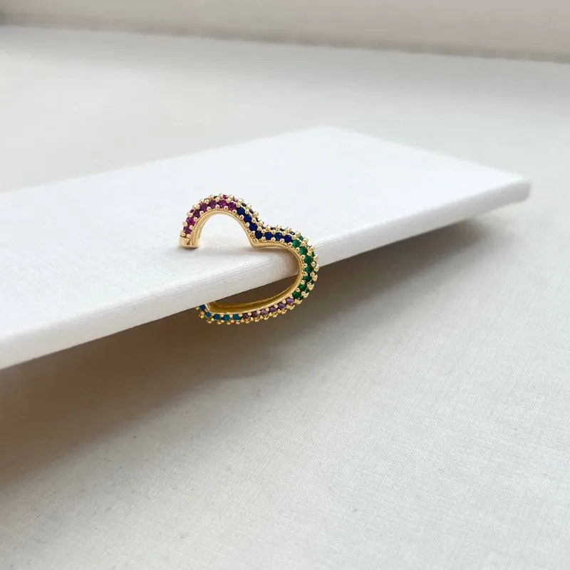 PIERCING CORAÇÃO MICRO ZIRCONIAS MULTICOLOR