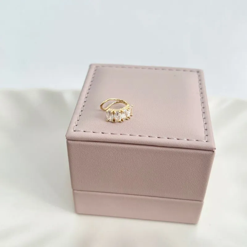 PIERCING FAKE 4 PEDRAS OVAL DE ZIRCONIA