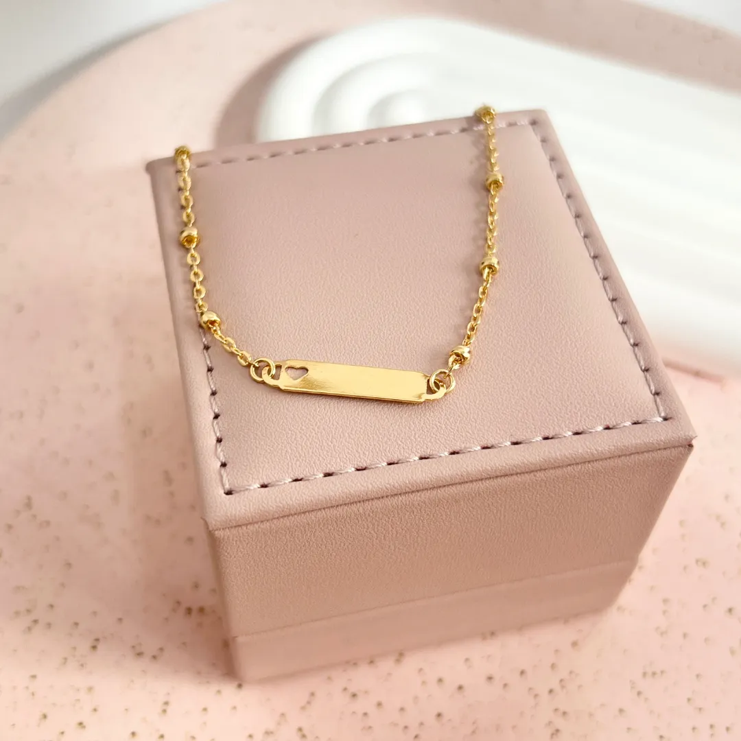 PULSEIRA BOLINHAS INFANTIL COM PLACA PARA GRAVAÇÃO