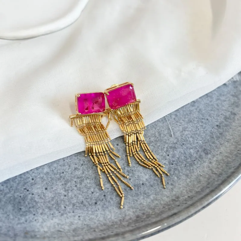 BRINCO FRANJA COM PEDRA FUSION PINK