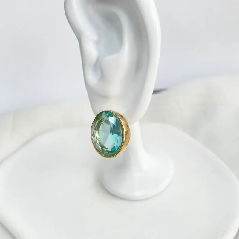 BRINCO OVAL PEDRA ACQUA