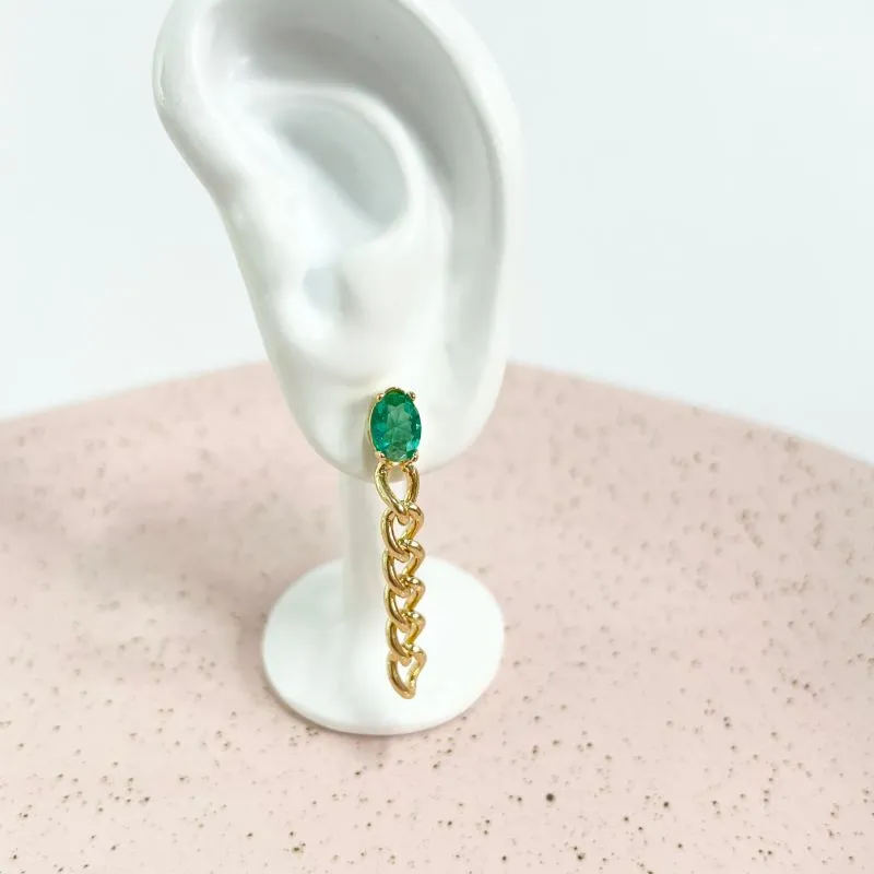 BRINCO TURMALINA COM CORRENTARIA BRINCO TURMALINA COM CORRENTARIA