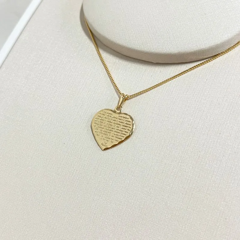 COLAR ORAÇÃO PAI NOSSO FORMATO CORAÇÃO COLAR ORAÇÃO PAI NOSSO FORMATO CORAÇÃO