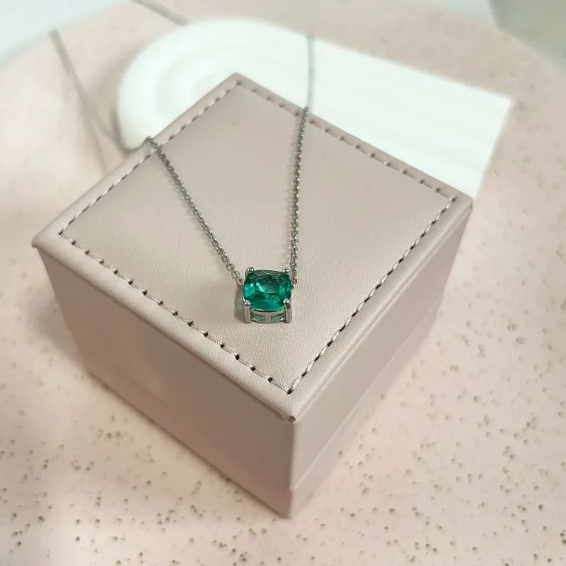 COLAR PINGENTE QUADRADO ZIRCONIA TURMALINA