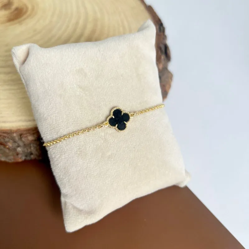 PULSEIRA MINI TREVO PRETO ACRÍLICO