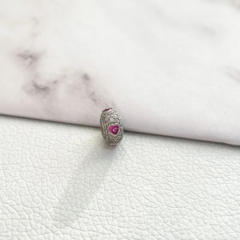 BERLOQUE/PINGENTE SEPARADOR CRAVEJADO COM CORAÇÕES PINK BERLOQUE/PINGENTE SEPARADOR CRAVEJADO COM CORAÇÕES PINK