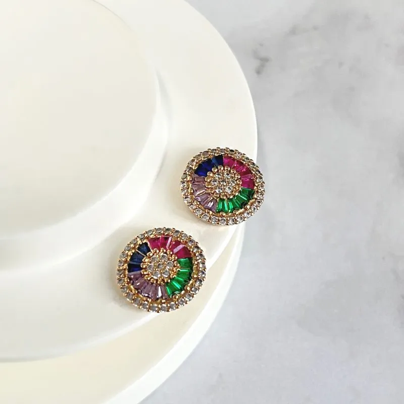 BRINCO ESTILO PIZZA ZIRCONIAS COLORIDAS