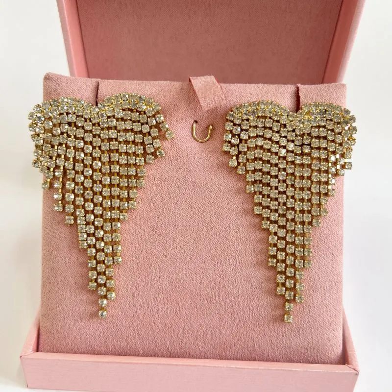 BRINCO FRANJA CORAÇÃO STRASS BRINCO FRANJA CORAÇÃO STRASS