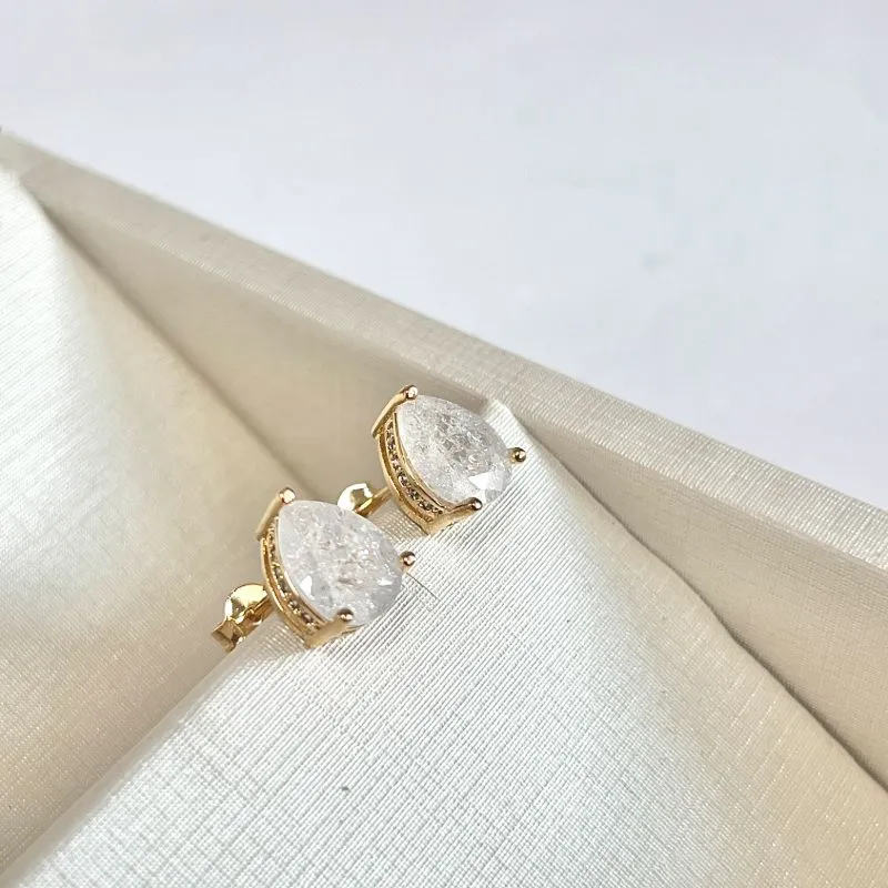 BRINCO GOTA PEDRA SNOW BRANCA BRINCO GOTA PEDRA SNOW BRANCA