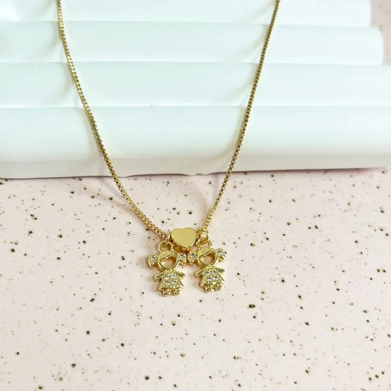 COLAR 2 MENINAS COM SEPARADOR DE CORAÇÃO COLAR 2 MENINAS COM SEPARADOR DE CORAÇÃO