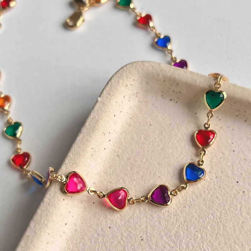 COLAR CHOKER CORAÇÕES 7MM COLORIDOS COLAR CHOKER CORAÇÕES 7MM COLORIDOS