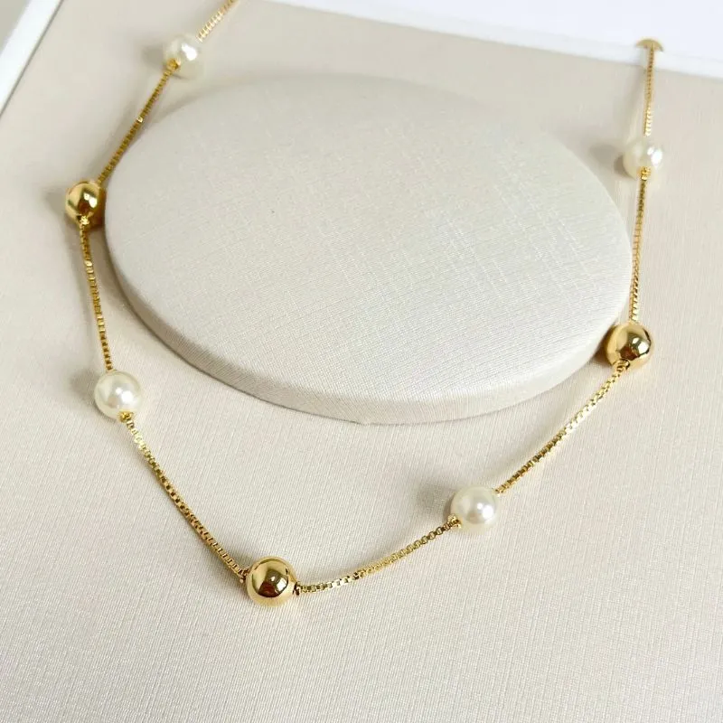 COLAR CHOKER PÉROLAS E BOLAS 8MM 40CM COLAR CHOKER PÉROLAS E BOLAS 8MM 40CM