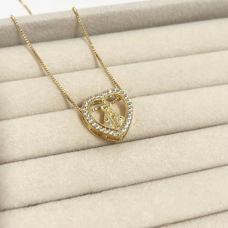 COLAR CORAÇÃO COM NOSSA SENHORA DE APARECIDA COLAR CORAÇÃO COM NOSSA SENHORA DE APARECIDA