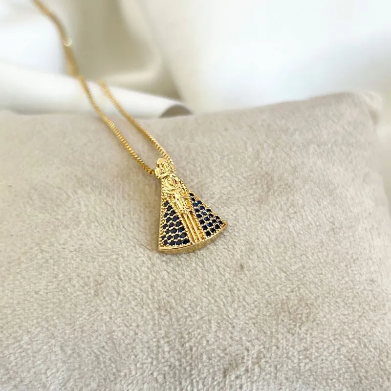 COLAR NOSSA SENHORA DE APARECIDA MANTO AZUL 2 CM COLAR NOSSA SENHORA DE APARECIDA MANTO AZUL 2 CM