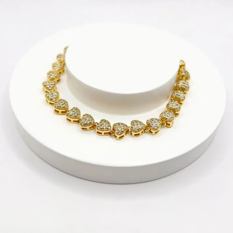 PULSEIRA CORAÇÕES CRAVEJADOS PULSEIRA CORAÇÕES CRAVEJADOS