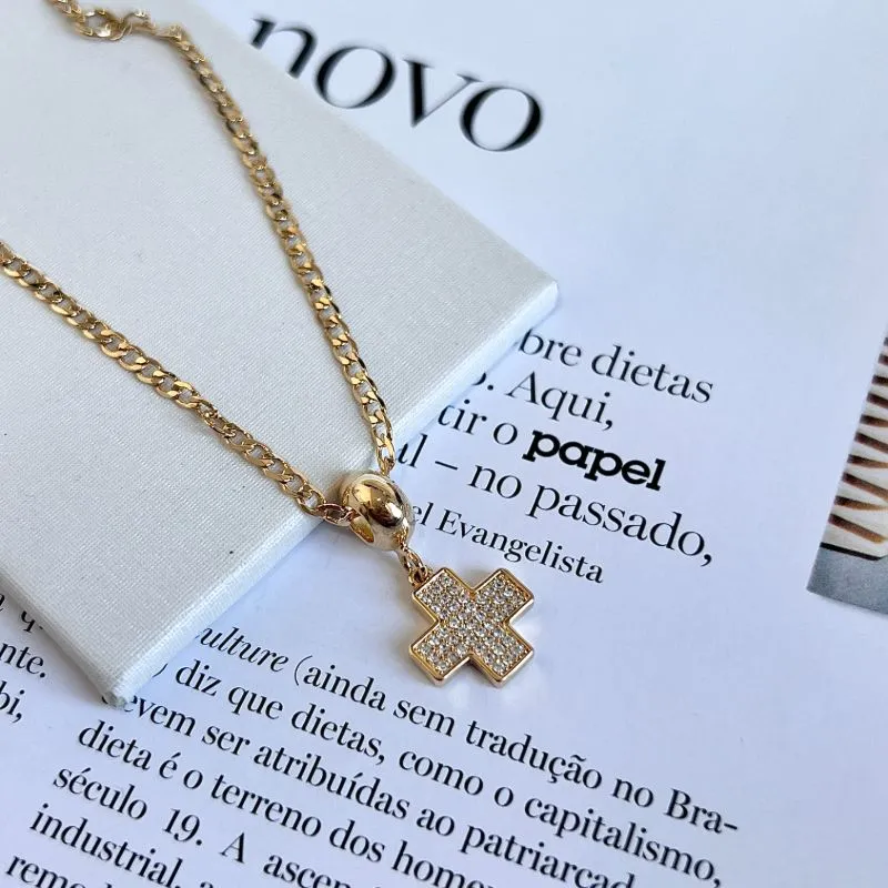 PULSEIRA GRUMET COM BERLOQUE DE CRUZ CRAVEJADA PULSEIRA GRUMET COM BERLOQUE DE CRUZ CRAVEJADA