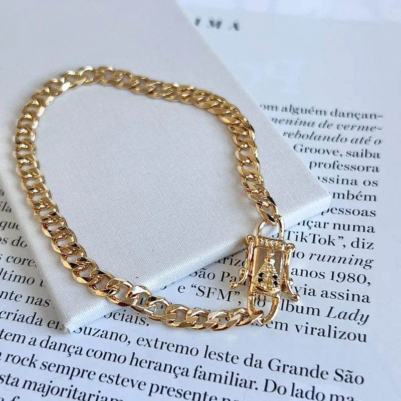 PULSEIRA MASCULINA ELO GRUMET COM FECHO NOSSA SENHORA DE APARECIDA
