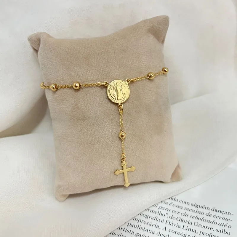PULSEIRA TERÇO BOLINHAS E SÃO BENTO