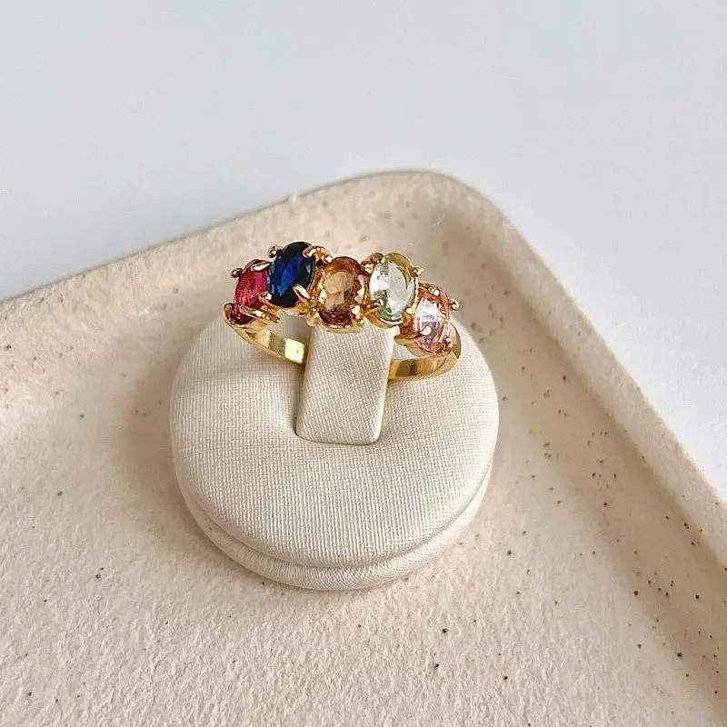 ANEL 5 PEDRAS OVAIS - COLORIDAS ANEL 5 PEDRAS OVAIS - COLORIDAS