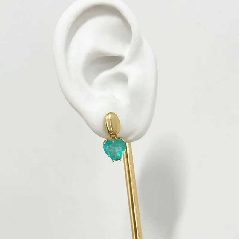 BRINCO CORAÇÃO FUSION TURMALINA PENDURADO BRINCO CORAÇÃO FUSION TURMALINA PENDURADO