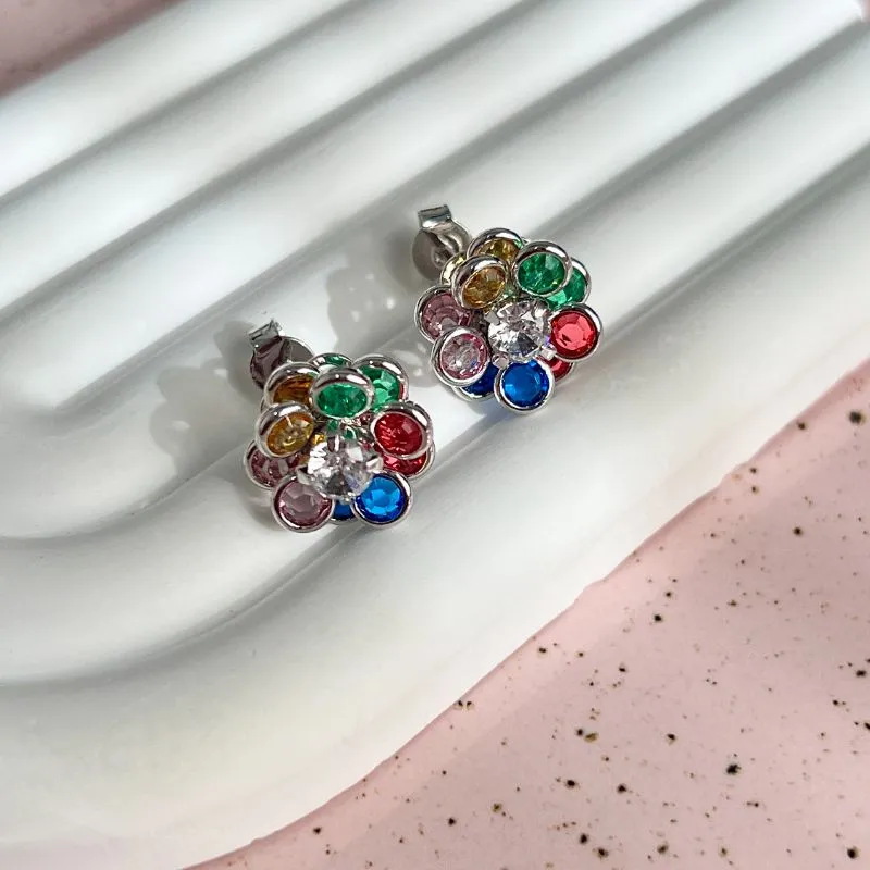 BRINCO FLOR  COLORIDA PÉTALAS ARREDONDADA BRINCO FLOR  COLORIDA PÉTALAS ARREDONDADA