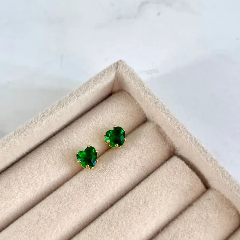 BRINCO PONTO DE LUZ CORAÇÃO 5MM - VERDE ESMERALDA