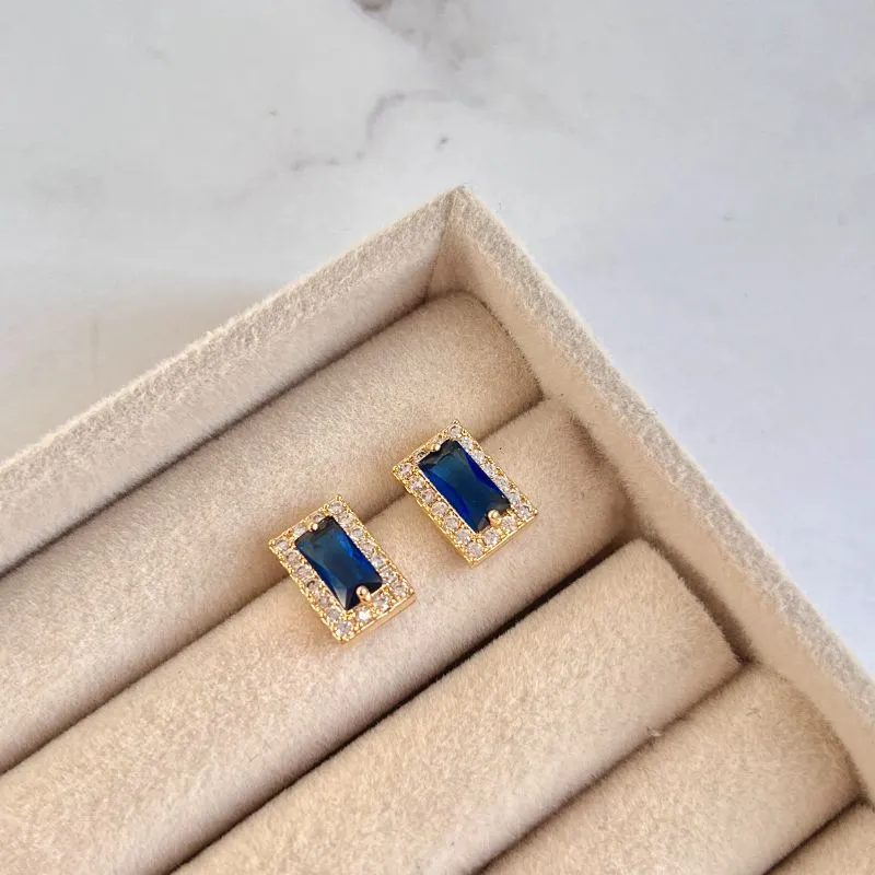 BRINCO PRINCESA RETÂNGULAR AZUL MARINHO