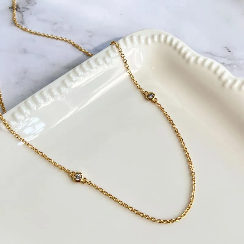 COLAR CHOKER 2 PEDRAS TIFFANY CRISTAL 40CM + 6CM EXTENSOR