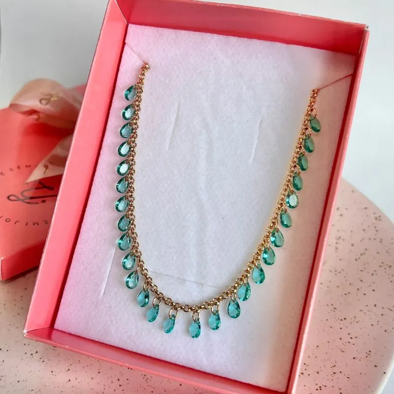 COLAR CHOKER GOTAS TURMALINA COLAR CHOKER GOTAS TURMALINA