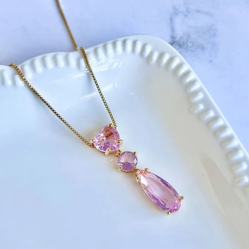 COLAR PEDRARIA ROSA COLAR PEDRARIA ROSA