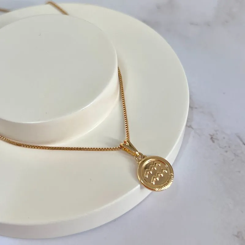 COLAR SIGNO MEDALHINHA AQUÁRIO