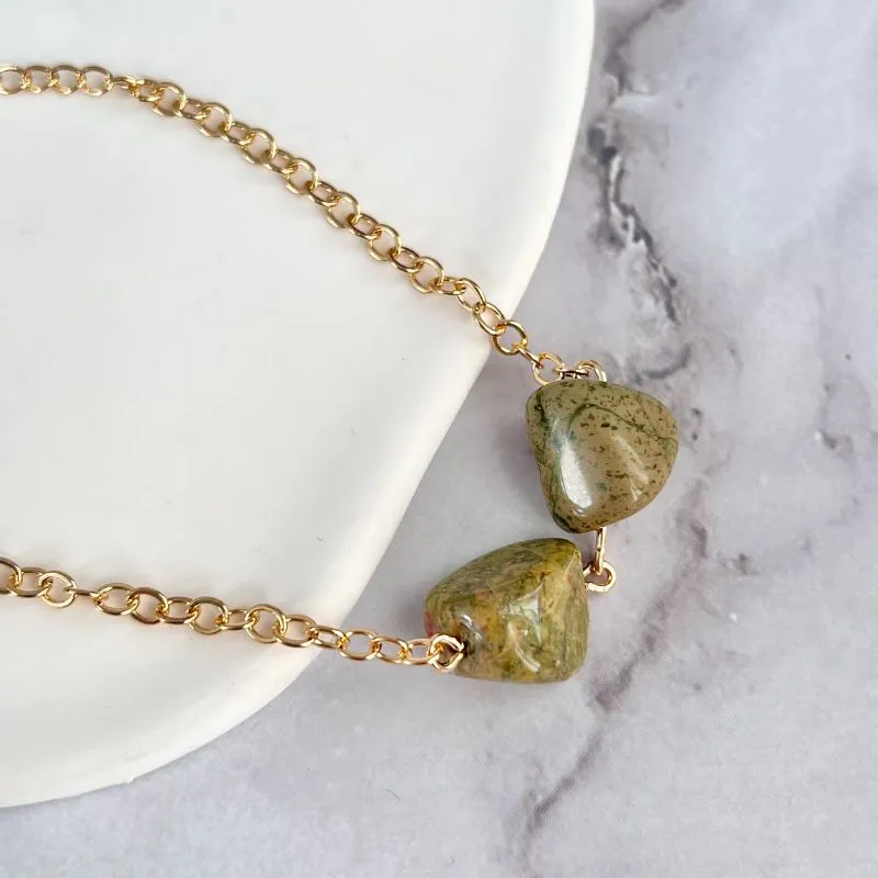 PULSEIRA COM 2 PEDRAS NATURAL - JADE NEFRITA