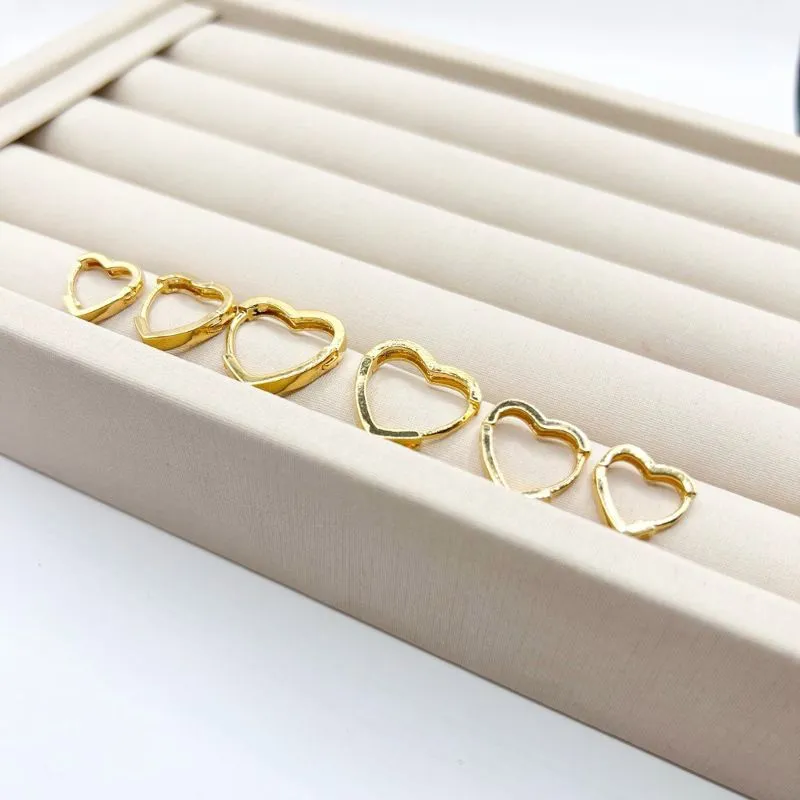 TRIO BRINCO ARGOLA ARTICULADA CORAÇÃO LISO