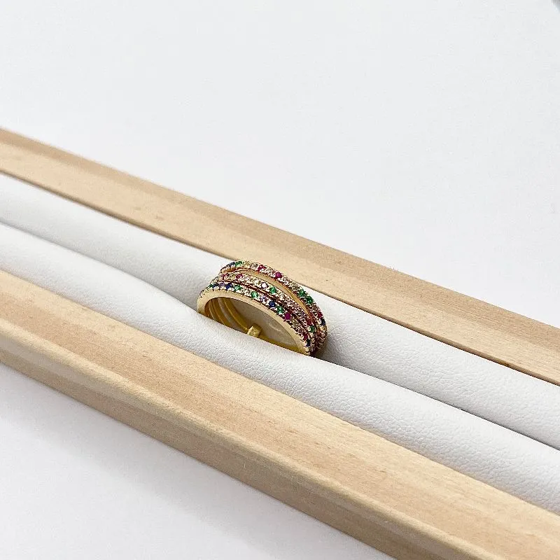 ANEL 3 AROS CRAVEJADOS COLORIDOS ANEL 3 AROS CRAVEJADOS COLORIDOS