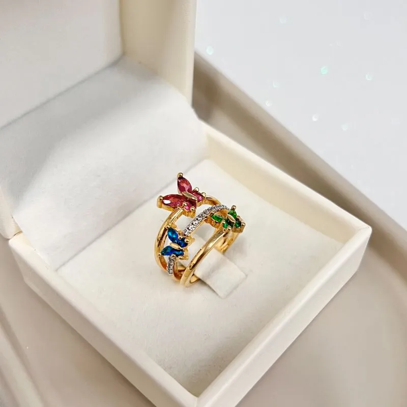 ANEL BORBOLETAS COLORIDAS