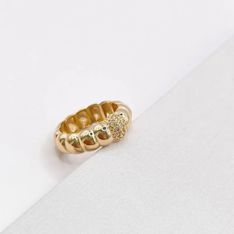 ANEL MEIA BOLA COM 1 MEIA BOLA CRAVEJADA ANEL MEIA BOLA COM 1 MEIA BOLA CRAVEJADA