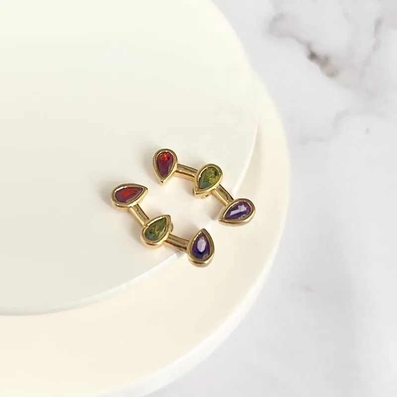 BRINCO 3 GOTAS COLORIDAS EAR CUFF