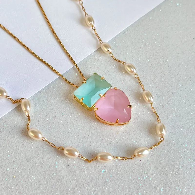 COLAR DUPLO PINGENTE CORAÇÃO E LONGO DE PÉROLAS ARROZ 40CM E 60CM COLAR DUPLO PINGENTE CORAÇÃO E LONGO DE PÉROLAS ARROZ 40CM E 60CM