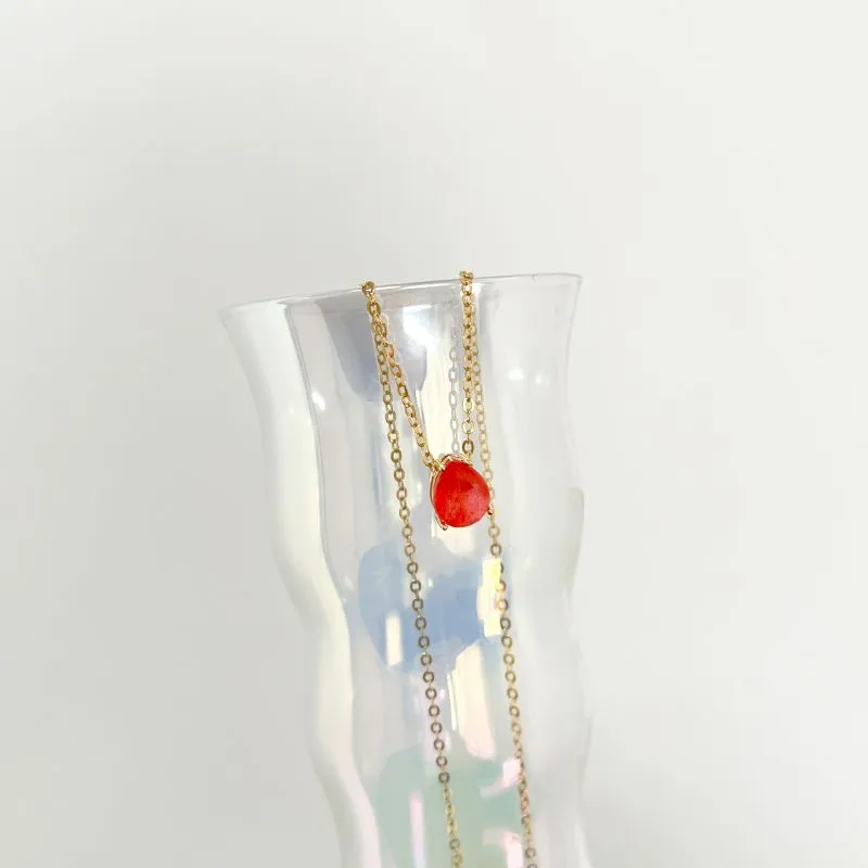 COLAR MINI ELOS PINGENTE GOTA LARANJA COLAR MINI ELOS PINGENTE GOTA LARANJA