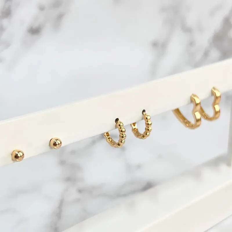 TRIO ARGOLA ARTICULADA DE CORAÇÃO E BOLINHAS E BRINCO BOLA 3MM TRIO ARGOLA ARTICULADA DE CORAÇÃO E BOLINHAS E BRINCO BOLA 3MM