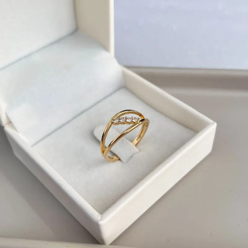 ANEL 2 FIOS E 4 ZIRCONIAS