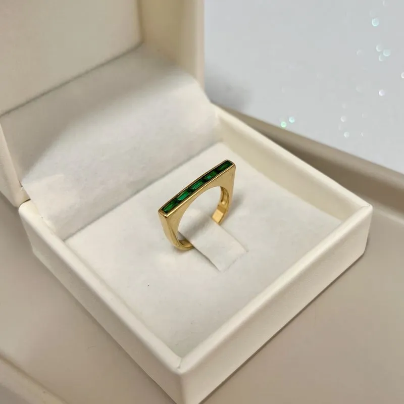 ANEL 4 BAGUETES VERDE