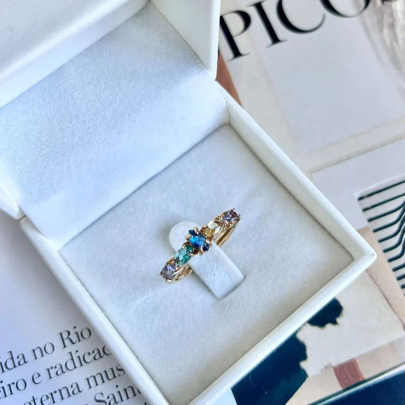 ANEL 5 PEDRAS COLORIDAS